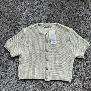 Mango Cream Short-Sleeve Cardigan